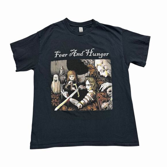 Fear And Hunger Graphic Tee Gildan Heavy Cotton Black Womens Sz L 100% Cotton - Picture 1 of 8